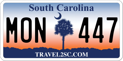 SC license plate MON447