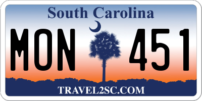 SC license plate MON451