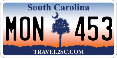 SC license plate MON453
