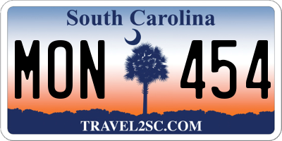 SC license plate MON454