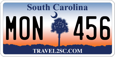 SC license plate MON456