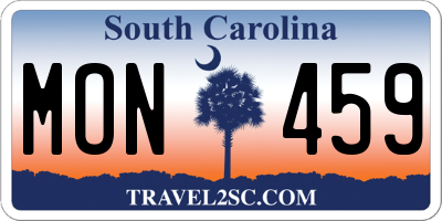 SC license plate MON459
