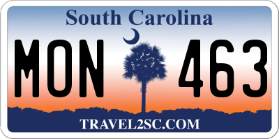 SC license plate MON463
