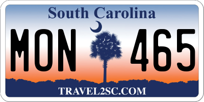 SC license plate MON465