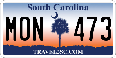 SC license plate MON473