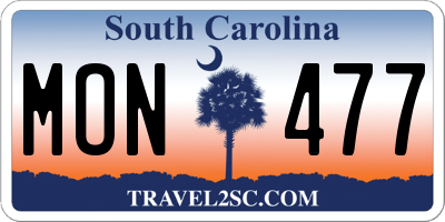 SC license plate MON477