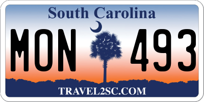SC license plate MON493