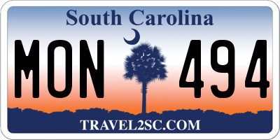 SC license plate MON494
