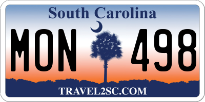 SC license plate MON498