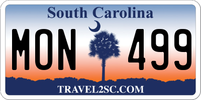 SC license plate MON499