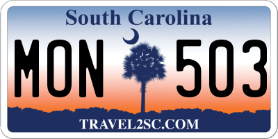 SC license plate MON503