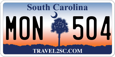 SC license plate MON504