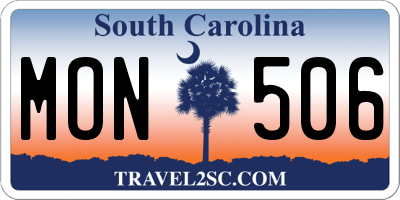 SC license plate MON506