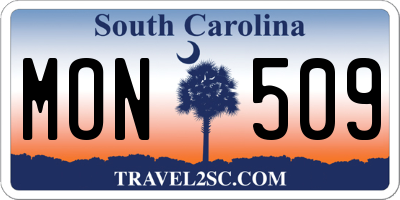 SC license plate MON509