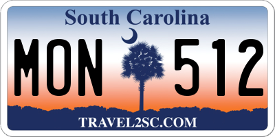 SC license plate MON512