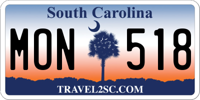 SC license plate MON518