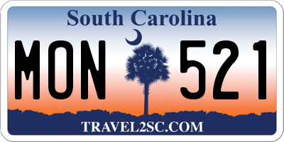 SC license plate MON521