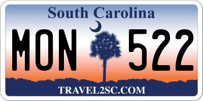 SC license plate MON522