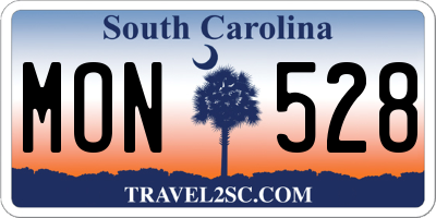 SC license plate MON528