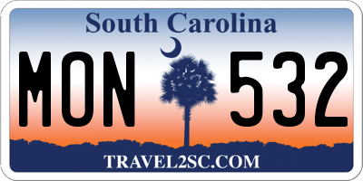 SC license plate MON532