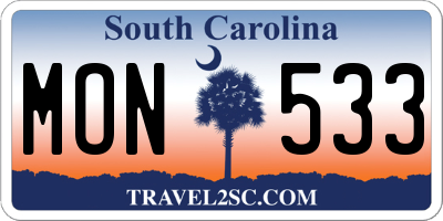 SC license plate MON533