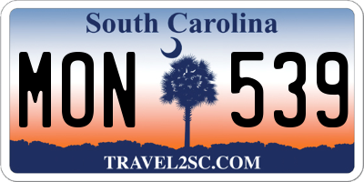 SC license plate MON539