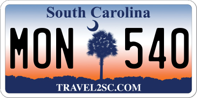 SC license plate MON540