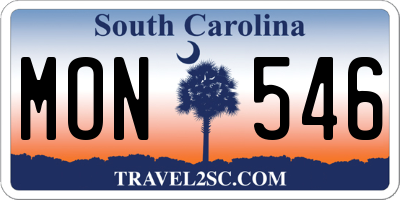 SC license plate MON546