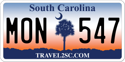 SC license plate MON547