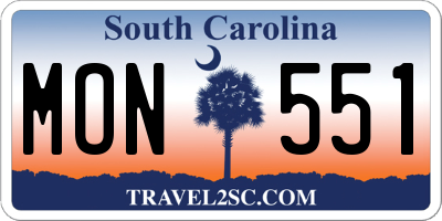 SC license plate MON551