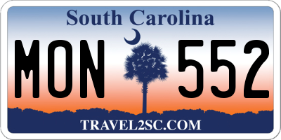 SC license plate MON552