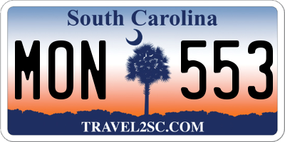 SC license plate MON553