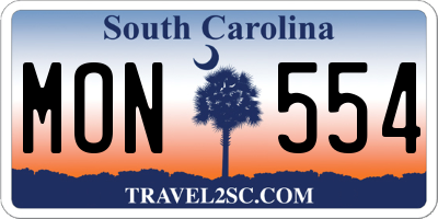 SC license plate MON554