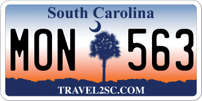 SC license plate MON563