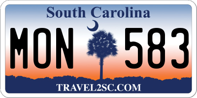 SC license plate MON583