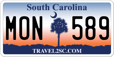SC license plate MON589