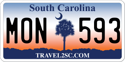 SC license plate MON593