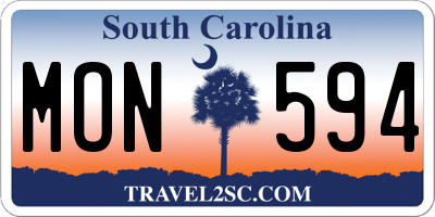 SC license plate MON594
