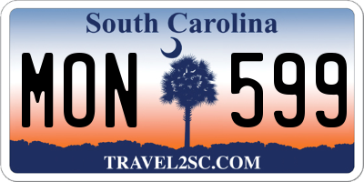 SC license plate MON599