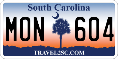 SC license plate MON604