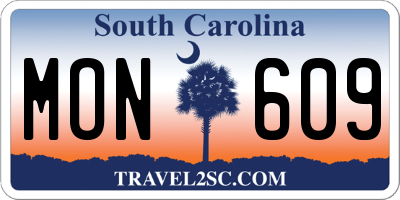 SC license plate MON609