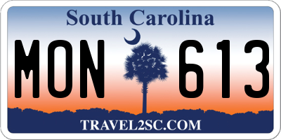 SC license plate MON613