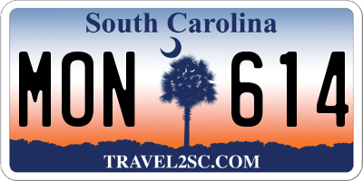 SC license plate MON614
