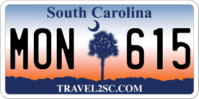 SC license plate MON615