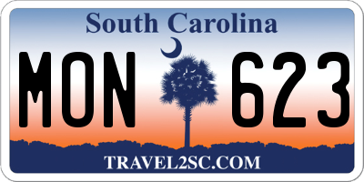 SC license plate MON623