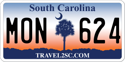 SC license plate MON624