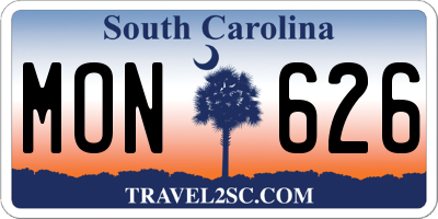 SC license plate MON626