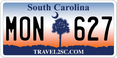 SC license plate MON627