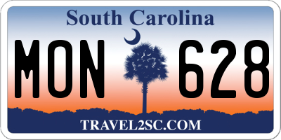 SC license plate MON628