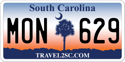 SC license plate MON629